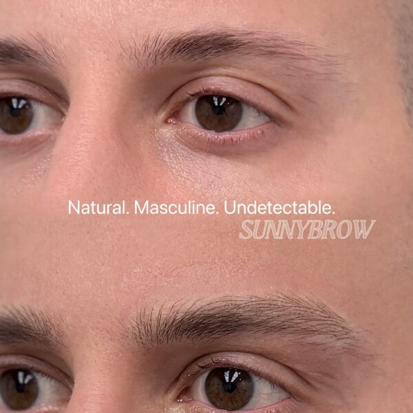 Natural men’s nano brows before and after in Los Angeles by Sunny Brow