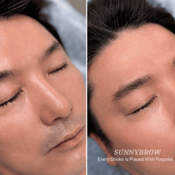 Men’s nano brows before and after at Sunny Brow Los Angeles