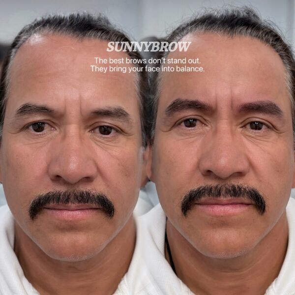 Men’s nano brows before and after in Los Angeles by Sunny Brow