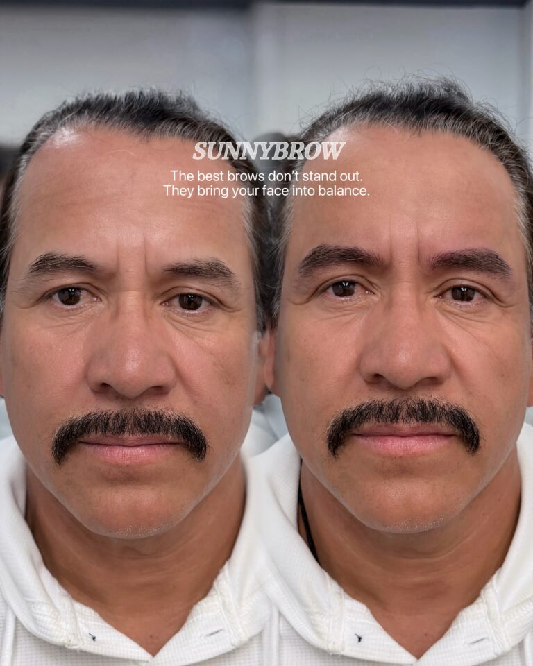 Men’s nano brows before and after in Los Angeles by Sunny Brow
