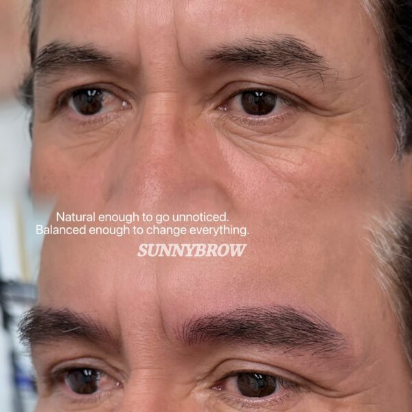 Men’s nano brows before and after in Los Angeles by Sunny Brow