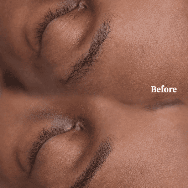 Nano brows before and after showing natural results at Sunny Brow Los Angeles