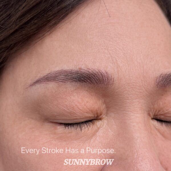 Nano brows close-up showing fine hair strokes at Sunny Brow Los Angeles