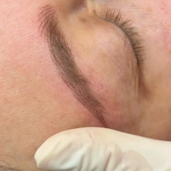 Medium brown nano brows with fine hair strokes at Sunny Brow Los Angeles