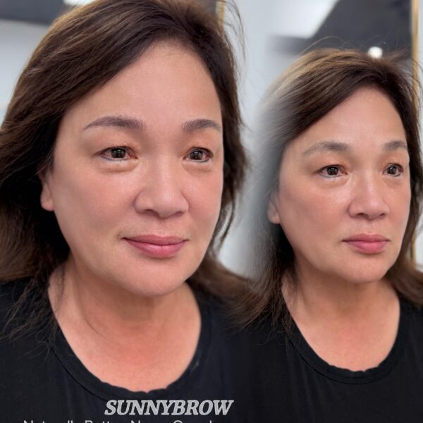 Natural nano brows before and after at Sunny Brow Los Angeles