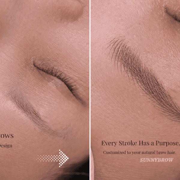 Sparse eyebrow fix with nano brows before and after at Sunny Brow Los Angeles