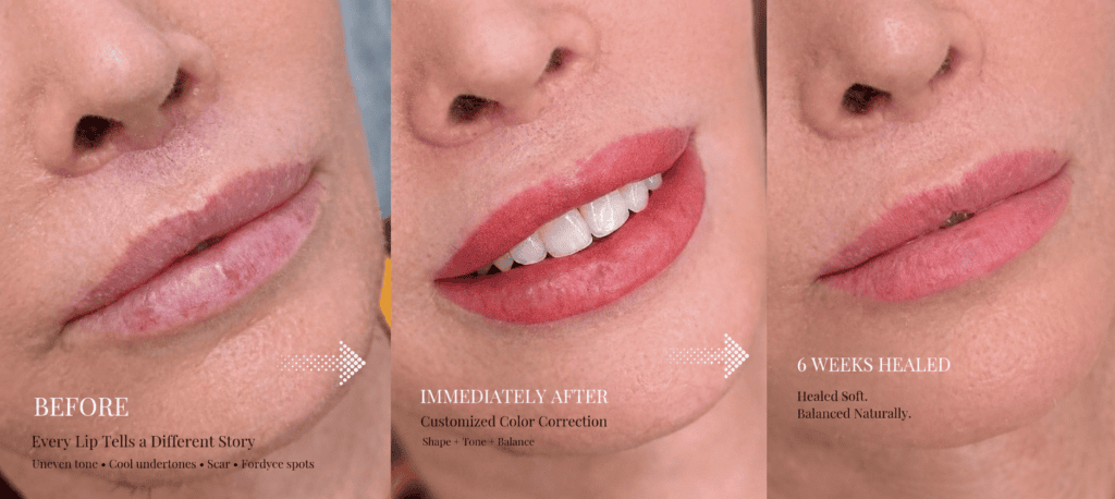 Lip blush before and after at Sunny Brow Los Angeles