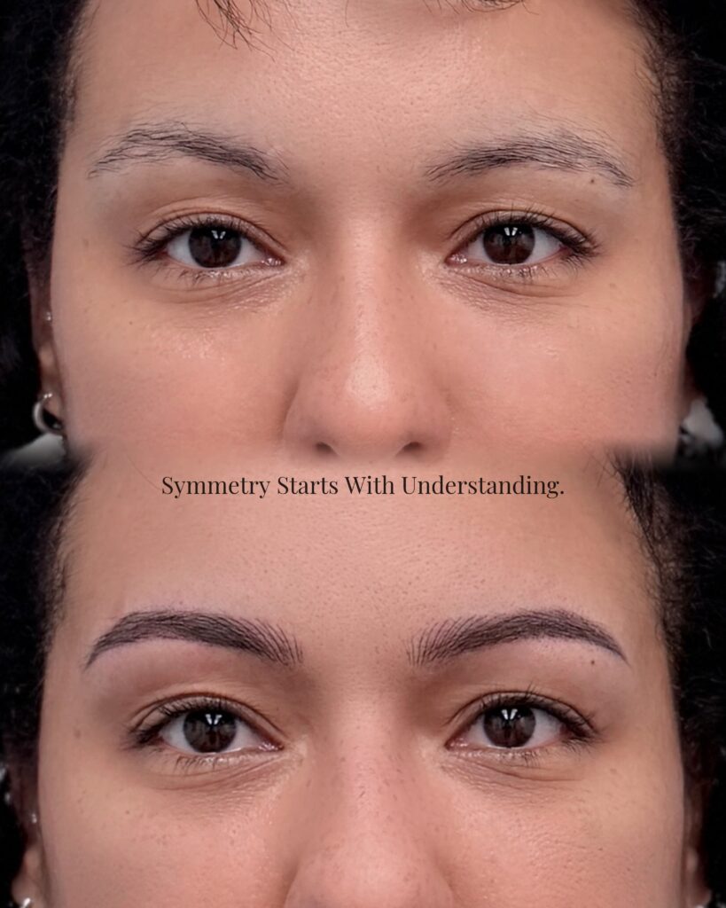 Nano combo brows before and after at close up Sunny Brow Los Angeles