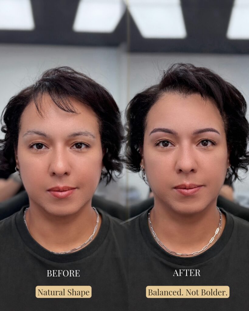 Nano combo brows before and after at Sunny Brow Los Angeles