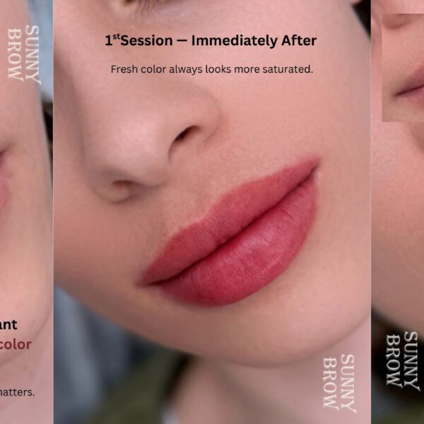 Lip blush before and after healed results at Sunny Brow Los Angeles