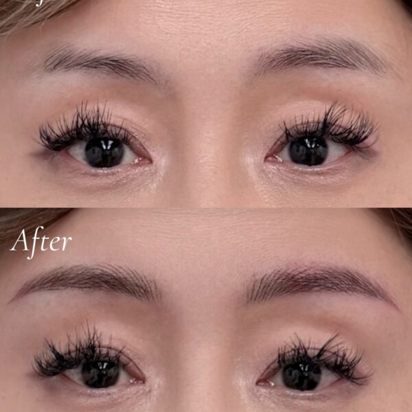 Uneven eyebrows corrected with nano brows at Sunny Brow Los Angeles
