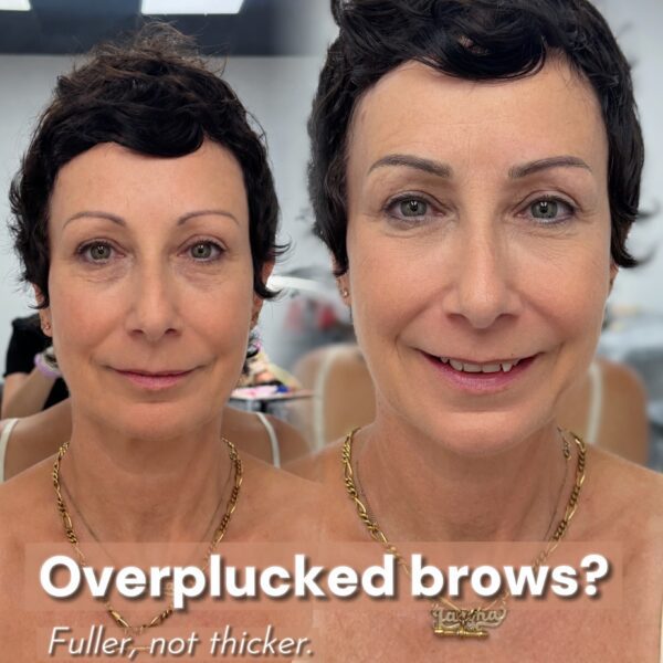 Overplucked eyebrows corrected with nano brows at Sunny Brow Los Angeles